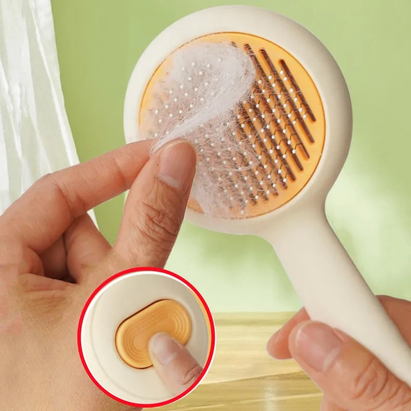 Cat Hair Remover Brush – Self-Cleaning One-Click Grooming Comb for Cats & Dogs