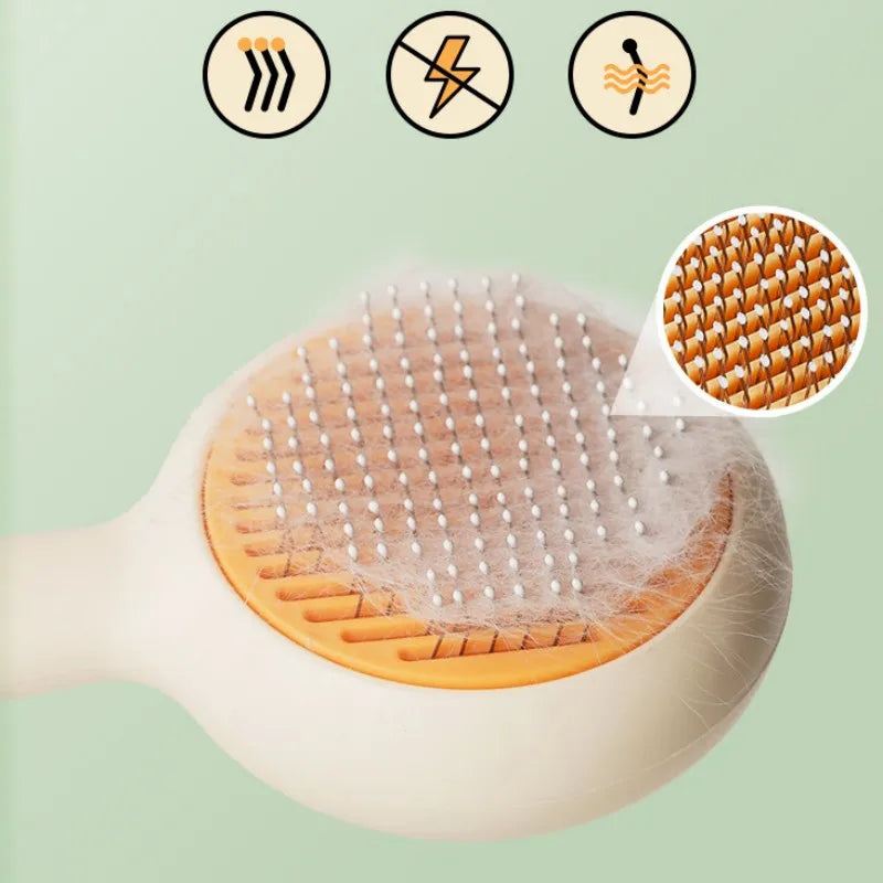 Cat Hair Remover Brush – Self-Cleaning One-Click Grooming Comb for Cats & Dogs