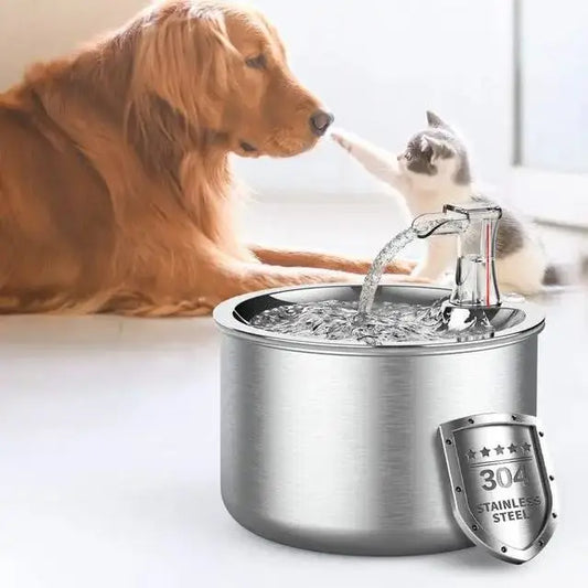 2L Automatic Pet Water Fountain – Full Stainless Steel Pet Water Dispenser with Float Indicator