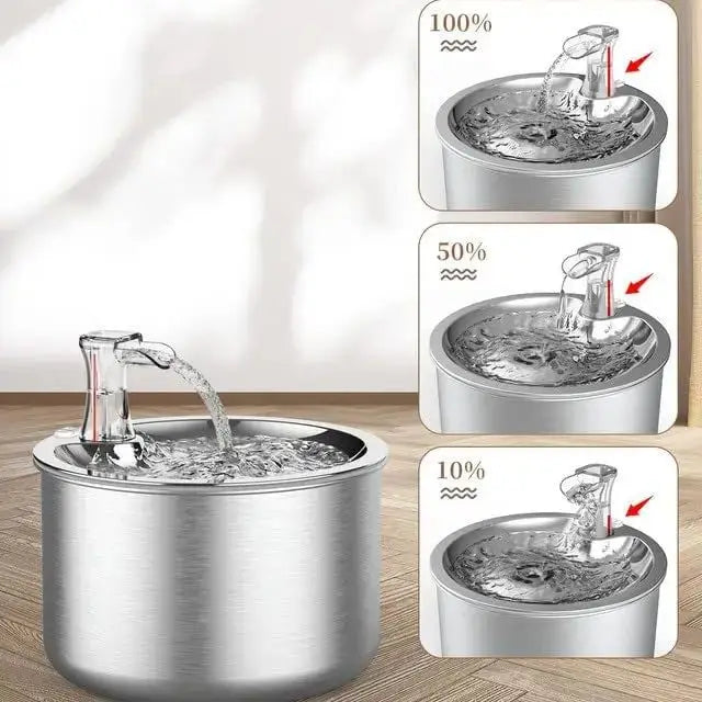 2L Automatic Pet Water Fountain – Full Stainless Steel Pet Water Dispenser with Float Indicator