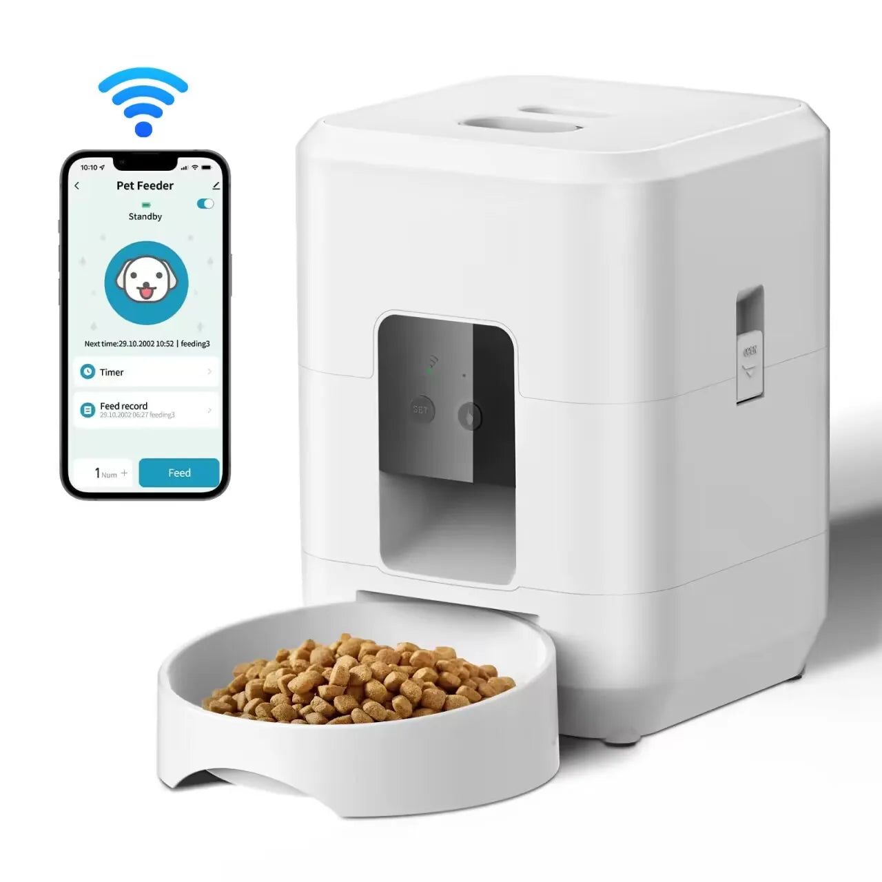 Automatic Smart Pet Feeder – Timed Cat & Dog Food Dispenser with Slow-Feed Bowl